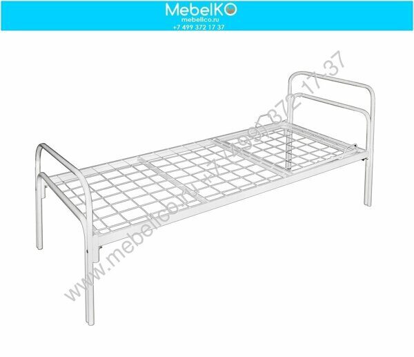 Кровать одноместная с подголовником медицинская металлическая 120210 (180/28)