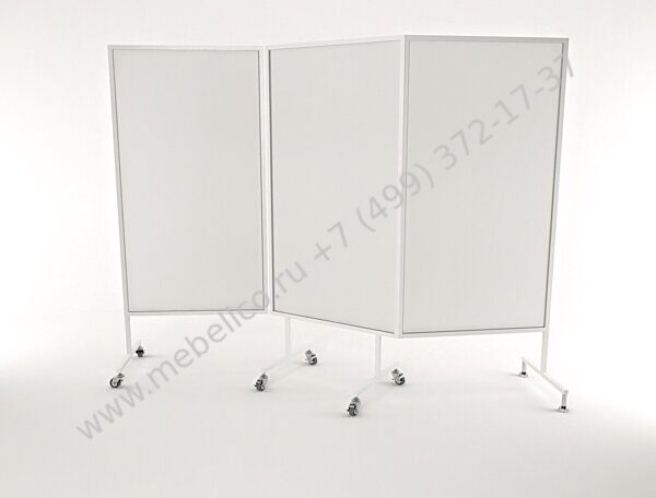 Ширма медицинская (металл, поликарбонат) трехсекционная мобильная